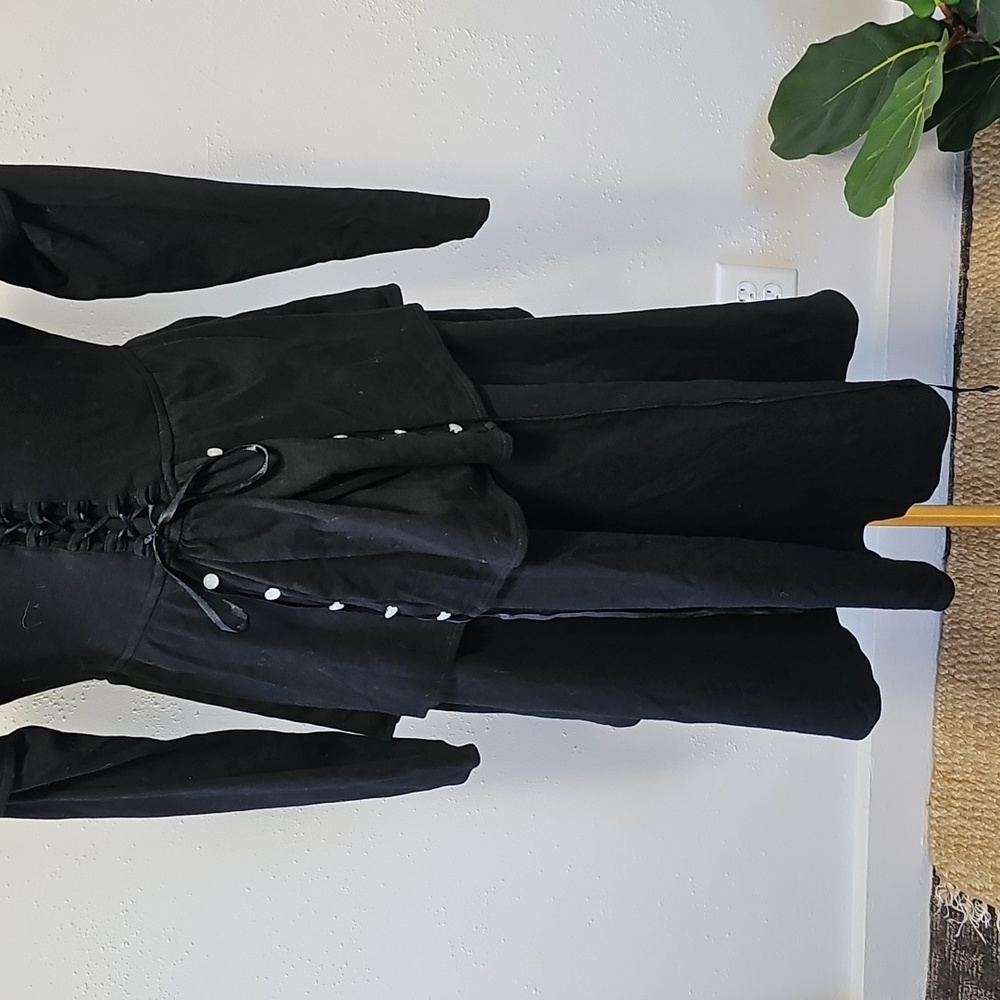 The Pyramid Collection Elegant Black Blouse Womens L Corset Witchy Whimsigoth - Picture 4 of 12